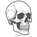 simple skull outlined tilted up tattoo design idea