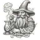 wizard smoking a bong tattoo design idea