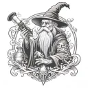 wizard smoking a bong tattoo design idea