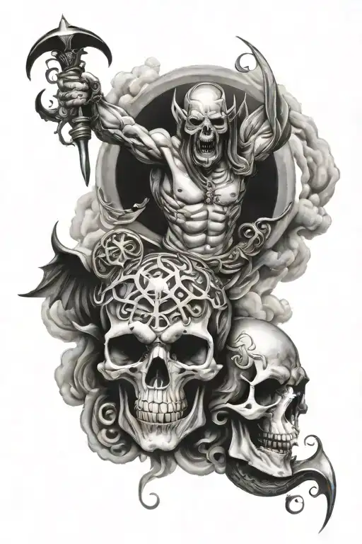 heaven vs hell tattoo design idea