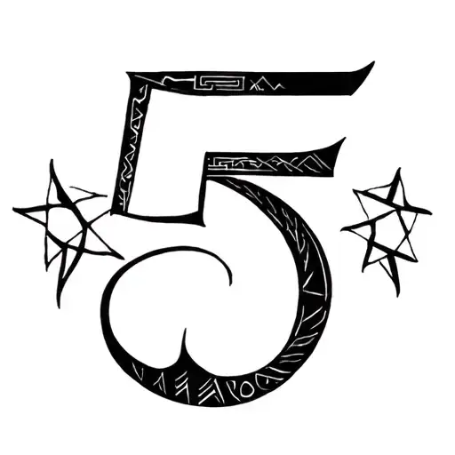 Mayan Number 5 point star tattoo design idea