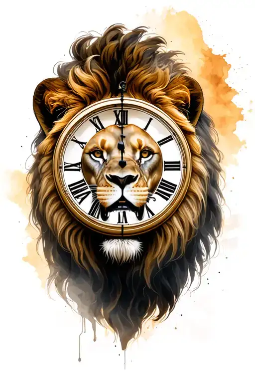 lion clock with a tattoo design idea