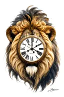 lion clock with a tattoo design idea