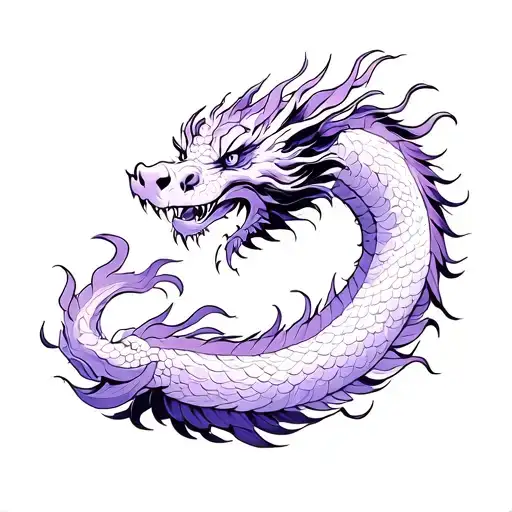 Chinese dragon of purple and black tattoo design idea