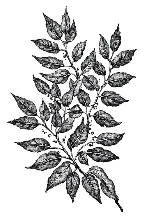 Eva in the style of engravings, the leaves of the branch of income to the end of the hand tattoo design idea