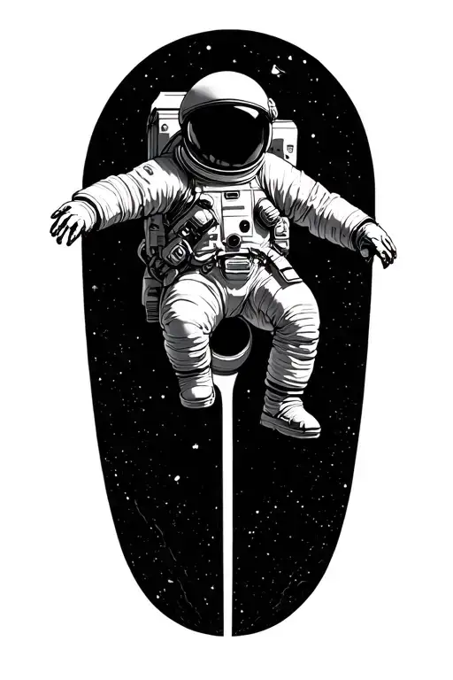 Astronaut falling into black hole tattoo design idea
