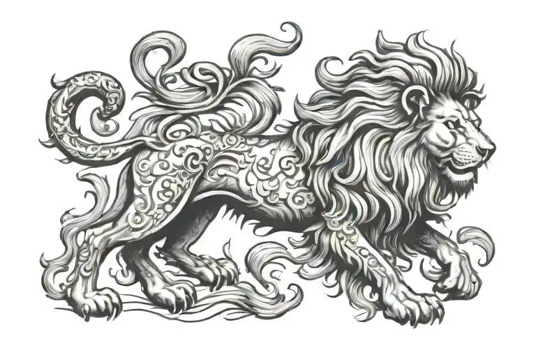 Dutch lion 1997 engraved tattoo design idea