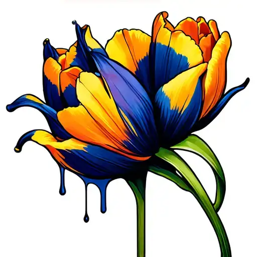 tulip flower melting over a stiletto tattoo design idea
