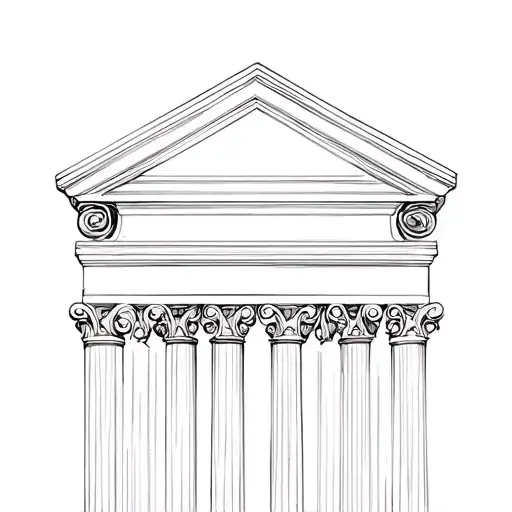 greek corinthian column minimalist tattoo design idea