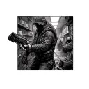 point brake bank robbery scene tattoo design idea