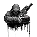 point brake bank robbery scene tattoo design idea