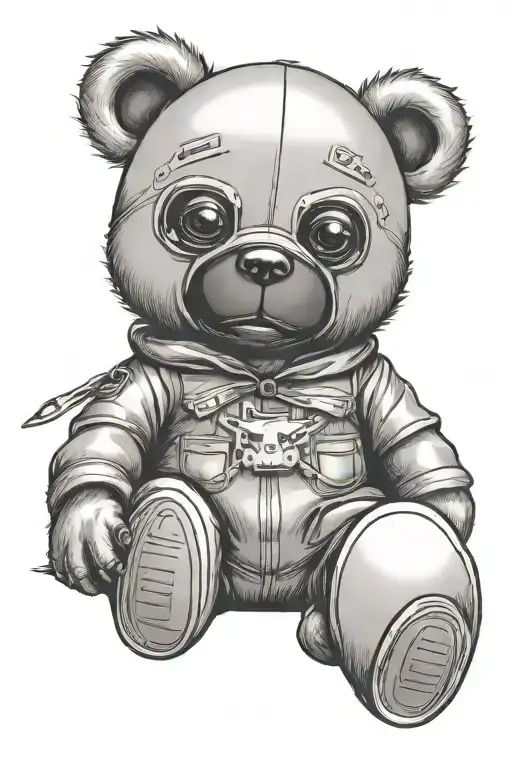 teddy bear wearing a ski mask tattoo design idea