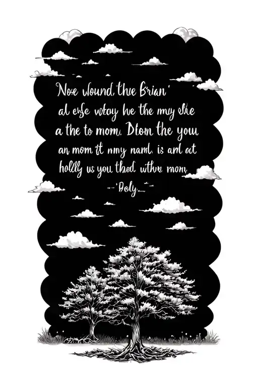clouds all around a quote for my mom holly and my dad Brian with some trees to symbolize growth  tattoo design idea