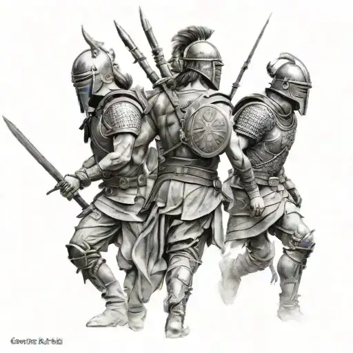 can you make a tattoo where there are warriors walking away, to show that you don't have to care about everything and ev tattoo design idea