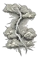 lightning bolt with clouds and stormy tattoo design idea