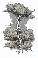 lightning bolt with clouds and stormy tattoo design idea