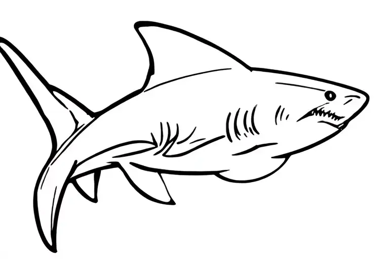 hammerhead shark outline tattoo design idea