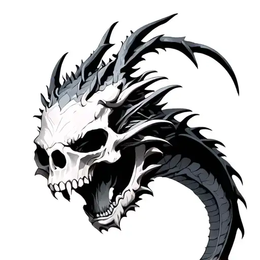 skull gothic dragon  tattoo design idea