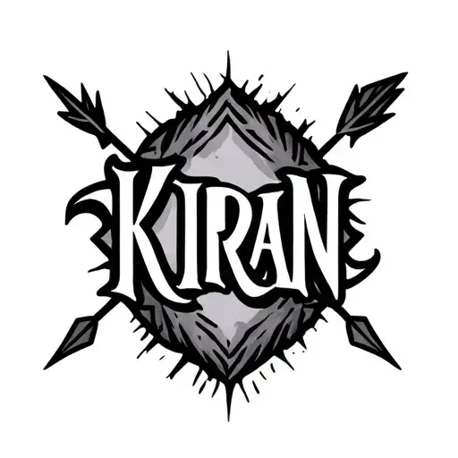 "KIRAN " kiran name tattoo with arrow surrounded tattoo design idea