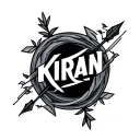"KIRAN " kiran name tattoo with arrow surrounded tattoo design idea