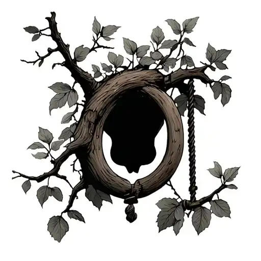 Judas tree branch and gallows tattoo design idea