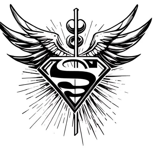 caduceus with superman logo tattoo design idea