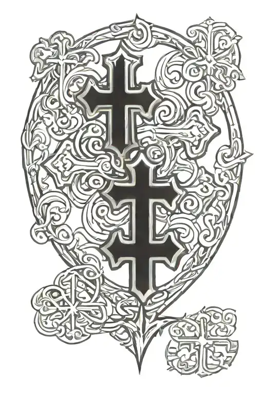 3 chrome heart crosses tattoo design idea