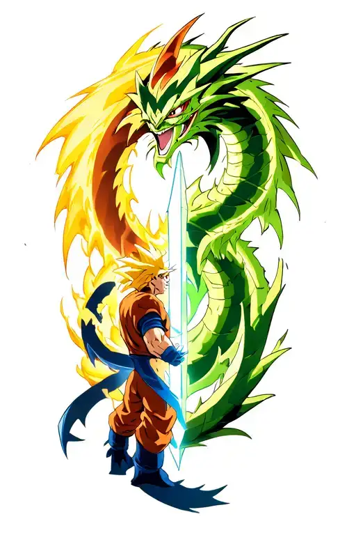  slipher the sky dragon and obelisk the tormentor face off against broly the legendary super saiyan tattoo design idea