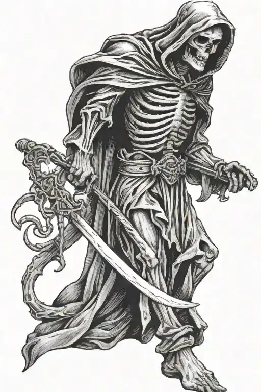 grim reaper holding a scythe tattoo design idea