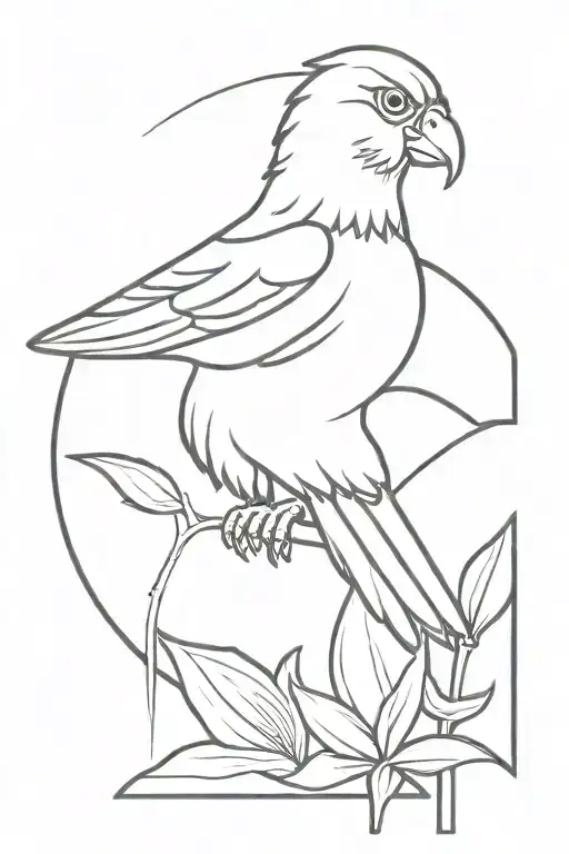german eagle graphic carrying a yellow daffodil with a red bar in the background. illustration with black yellow red col tattoo design idea