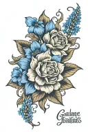 Guadalupe with blue cornflowers tattoo design idea