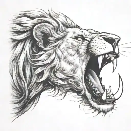 lion biting a bullet tattoo design idea