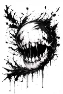 dark abstract, expressive blackwork, raw brush strokes cyber gothic ornamental, black ink tattoo design idea