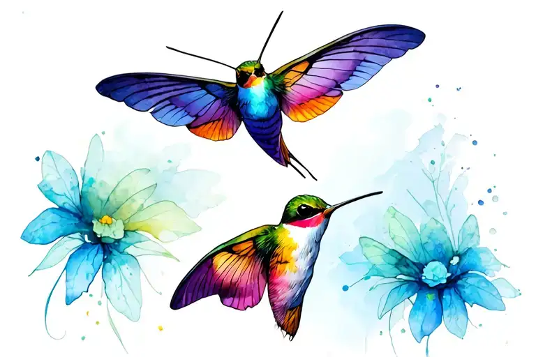 hummingbird hawk moth flying near tattoo design idea
