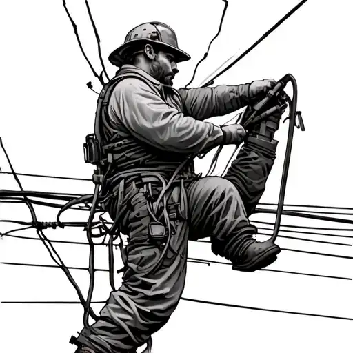 lineman working on power lines tattoo design idea