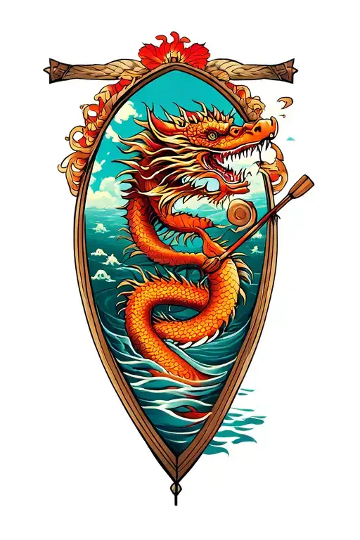 dragon boat inside representing the client's tattoo design idea