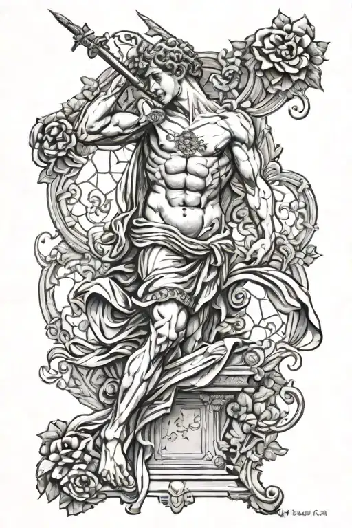Full body Statue of Michelangelos David statue tattoo design idea