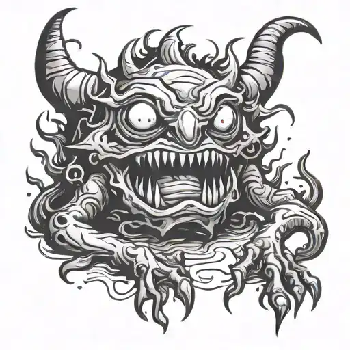 Monster under bed tattoo design idea