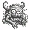 Monster under bed tattoo design idea