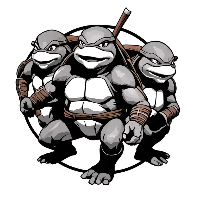 three ninja turtles tattoo design idea