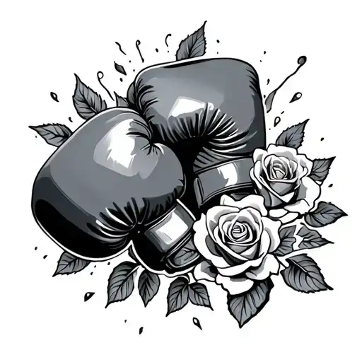 Boxing gloves roses thunder storm tattoo design idea