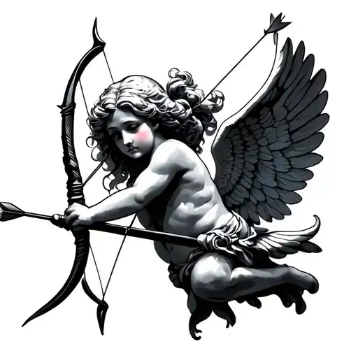 adult Cupid bow and arrow piercing tattoo design idea