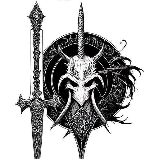sword demon slayer tattoo style blackwork tattoo design idea