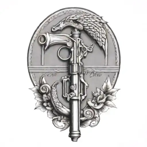 don't tread on me flintlock pistols tattoo design idea