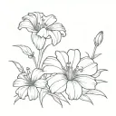 daisies, gladiolus, aster, marigolds morning glory's cosmos tattoo design idea