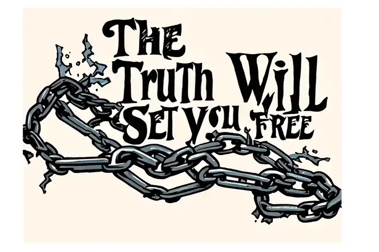 Broken Chains with the words The Truth Will Set You Free tattoo design idea