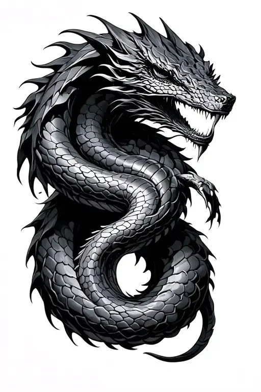 Jormungand serpent with lines tattoo design idea