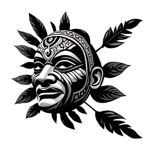 Liberia kru tribe mask made entirely of intricate tattoo design idea