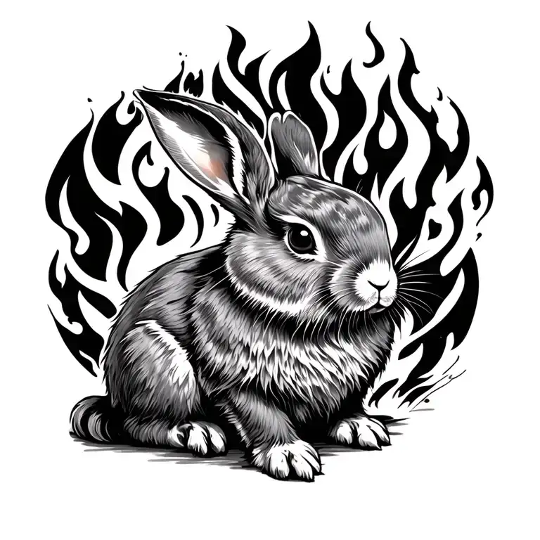 Fire Rabbit tattoo design idea
