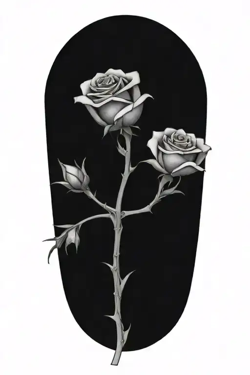 Rose with spiked vines and planest in the background tattoo design idea